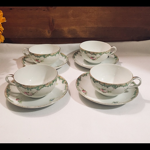 Vintage Noritake Porcelain Yea Cups and Saucers - Picture 2 of 9